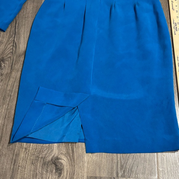 Vintage Pape’ll Too Elegant Teal Women's Dress 100% Silk size 6 - Picture 9 of 16